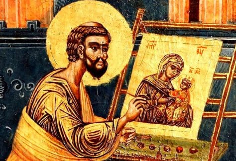 The Apostle Luke shown creating an icon of Mary and the Christ Child